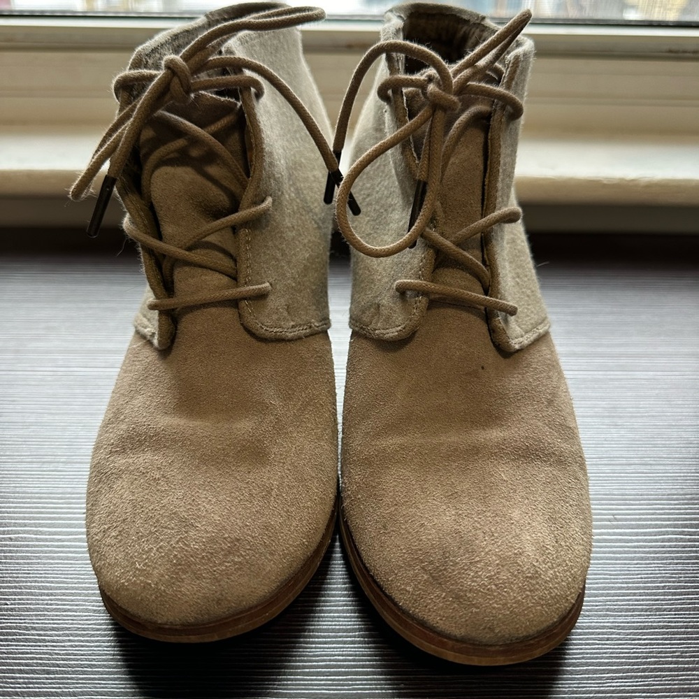 Tan Suede Lace-Up Ankle Boots